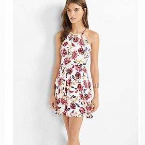 Express white floral fit and flare cutout dress size 4 NWOT